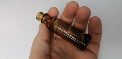 26 - Vintage Inecto Ribbed Hair Dye Brown Glass Bottle