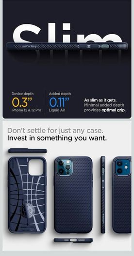 iPhone 12, Blue, Unlocked with Spigen case