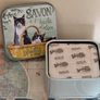 New La Savonnerie de Nyons French Soap Tin - Tuxedo Cats in Basket Image 2