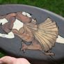 Vintage Indian Hard Wood & Bone Wall Plaque 11" X 6" Image 4