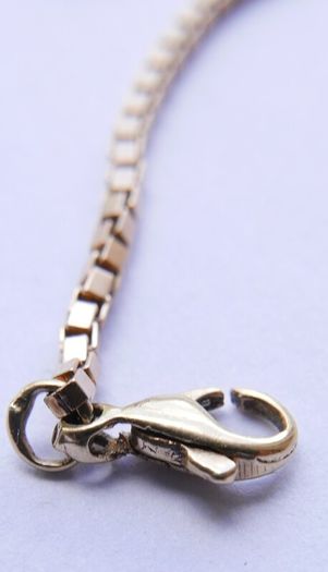Vintage Square Box Link 9ct Rose Gold 375 Necklace L-17" - 7,27g