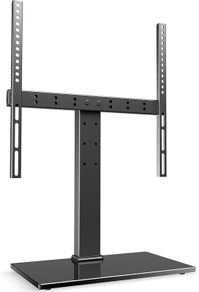 NEW SALE | Universal TV Stand for 27-55 Inch TV, Height Adjustable & 10 Degree Horizontal Adjustable Table Top TV Stand with 8mm Glass Base, Pedestal TV Mount Stand Bracket Max VESA 400x400mm Holds 40kg