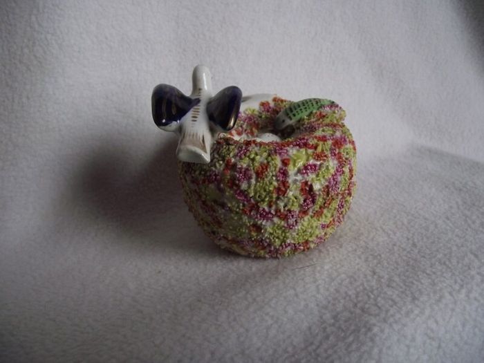 19th Century Staffordshire Pottery "Bird on Nest" Quill Holder