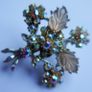 Vintage  1950s Hollycraft Aurora Borealis Rhinestone Floral Spray Brooch Image 10