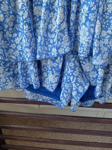 dress Zara blue & white long sleeve frilled detail playsuit medium