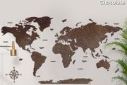 2D Premium Wooden World Map Country Borders US and Canada States Borders Country Names Country Capital Names 400 World Biggest City Names