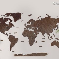 2D Premium Wooden World Map Country Borders US and Canada States Borders Country Names Country Capital Names 400 World Biggest City Names