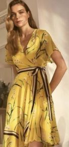 BNWoT Karen Millen Yellow Floral Wrap Dress - As seen on TV