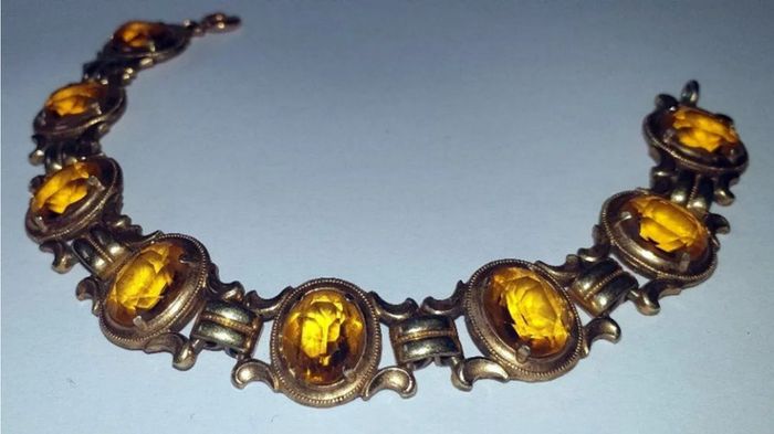 Vintage K&L 14ct Gold & Amber Bracelet