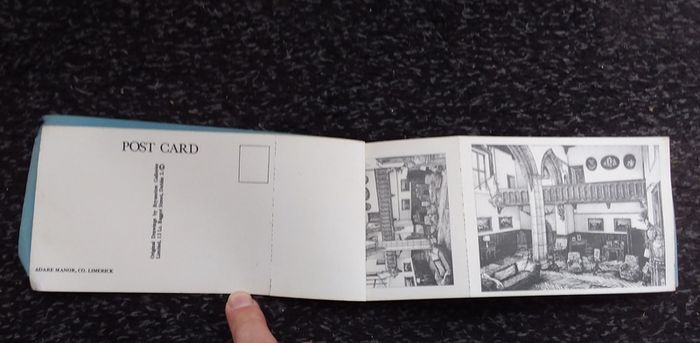 Ireland Postcards : Adare Manor Booklet , Six Postcard Views " Exterior and Interior