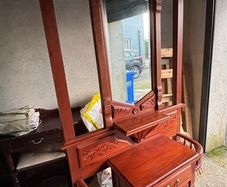 Vintage Mahogany Hall Stand with Mirror & Hooks