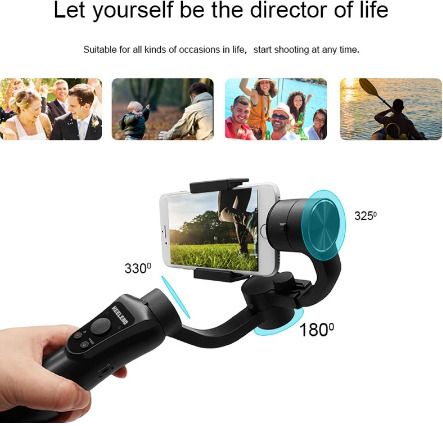 Original S5 3 Axis Gimbal Handheld Stabilizer For Video Record Vlog Live For Mobile Smartphone Action Camera Gopro