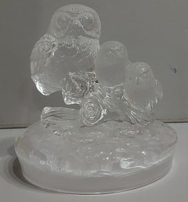 Vintage Royal Crystal Rock owl paperweight