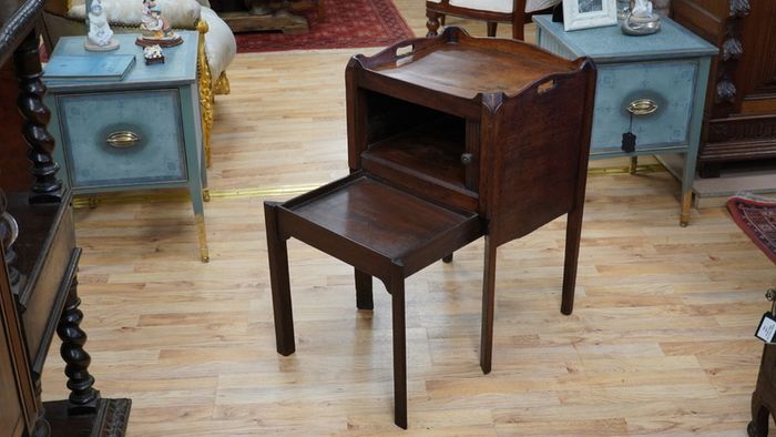 George III Tambour Front Mahogany Tray Top Bedside Cabinet
