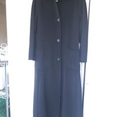 Max Mara Black Cashmere & Wool S10 Coat 52" Long