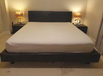Super king bed and 2 lockers to match
