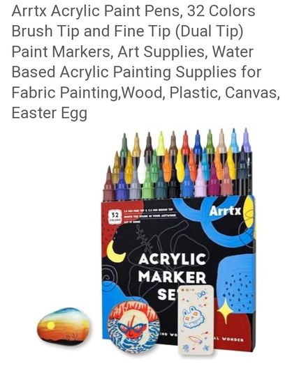 32 Acrylic marker set for fabric, metal, ceramic, stone, wood, paper etc