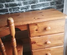 Wooden Desk with Drawers & Matching Chair