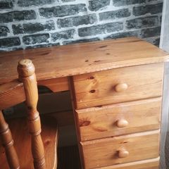 Wooden Desk with Drawers & Matching Chair