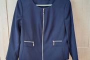 Ivanka Trump Navy Collarless Zip Blazer Size UK 14 (US 10)