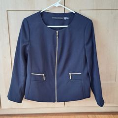 Ivanka Trump Navy Collarless Zip Blazer Size UK 14 (US 10)