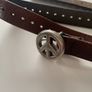 Vintage 1970's Thin Tooled Leather Peace Belt. Image 5