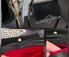 Cherry Paris leather/ suede handbag