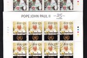 2003 Ireland 25th Anniversary of the Election of Pope John Paul II Commemorative Stamp Sheetlets Plate 1A1A1A1A Fine Used with Dublin CDS cancel of 16th October 2003 (First day of issue) on envelope extract.