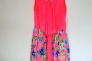 Girls Flower Sleeveless Pleated Chiffon Dress Age 9-10yrs
