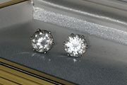 Hallmarked Silver Vintage Solitaire Earrings