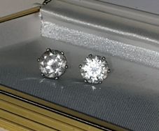 Hallmarked Silver Vintage Solitaire Earrings