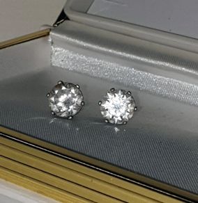 Hallmarked Silver Vintage Solitaire Earrings