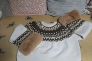 Zara fairisle fur cuffed jumper