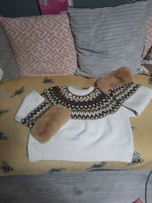 Zara fairisle fur cuffed jumper