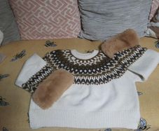 Zara fairisle fur cuffed jumper