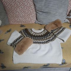 Zara fairisle fur cuffed jumper