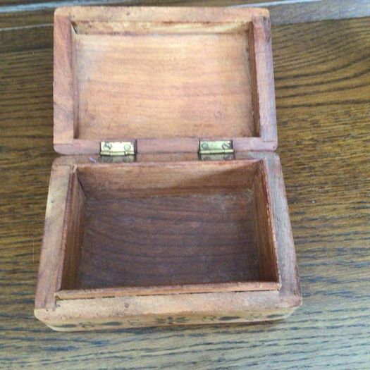 vintage carved inlay wooden card box