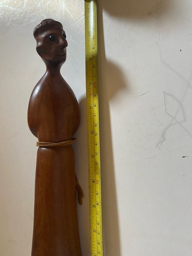 Mid-century Italian Modernist Carved Wood Figurine Of A Monk