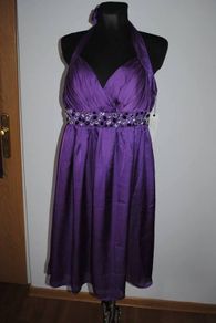 BNWT purple midi halter neck stunning dress by Dress 190 size UK18 EU46 Postage included