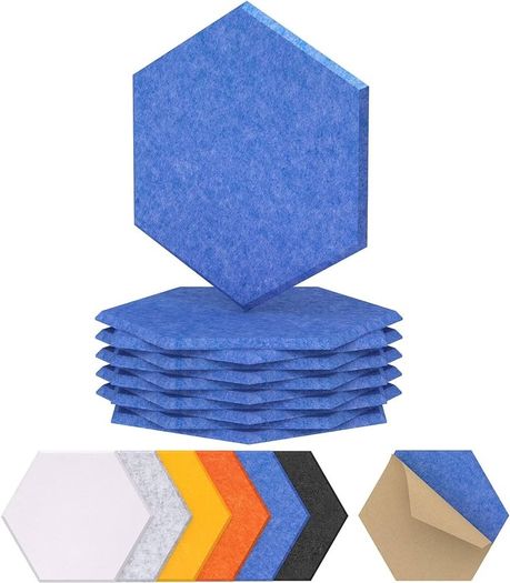 NEW SALE | 12 Pack Hexagon Acoustic Panels Self-adhesive, 30x26x0,9cm High Density Sound Proof Panels