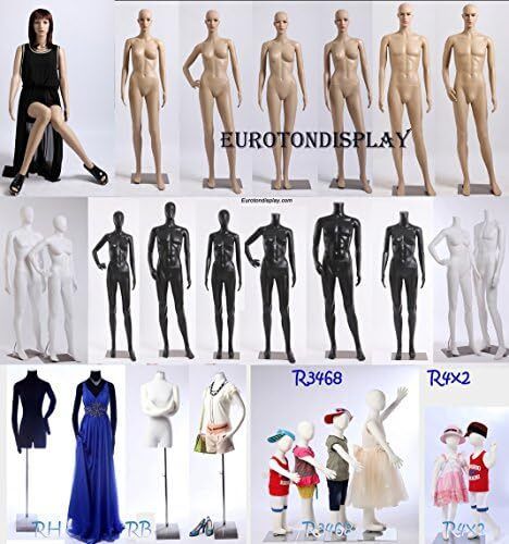 SF-11 Female mannequin full body manikin + 2 free long curly wigs (dark brown and black) +metal stand Head and arms can be rotated Plastic Unbreakable Eco-friendly