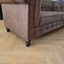 Vintage Chesterfield 2 Seater Sofa Brown Suede Effect  Excellent Quality Image 3