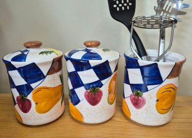 Storage containers and utensil holder