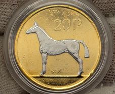 Ireland 1986 20p Twenty Pence Gold and Silver Plated Coin