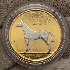 Ireland 1986 20p Twenty Pence Gold and Silver Plated Coin