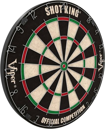 (ONLY 1 IN STOCK) Bristle Steel Tip Dartboard Set with Staple-Free Bullseye, Galvanized Metal Radial Spider Wire Includes 6 Darts, Black, 17.75 inch