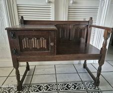 Vintage Oak Telephone Seat