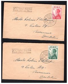 1953 Ireland Robert Emmett Commemorative Stamps Plain Addressed First Day Cover (FDC) with Dublin Cancel