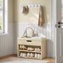 Shoe Storage Bench with Padded Seat 60cm Wooden Entryway Bench with Cushion & Hidden Storage Image 4