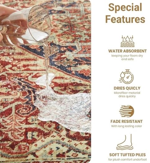 Rugs for Bedroom Living Room 120x170 cm - Traditional Area Rugs Modern Majestic Cashmere Style - Soft Short Pile Vintage Rug - Carpet for Dining Room Easy To Clean